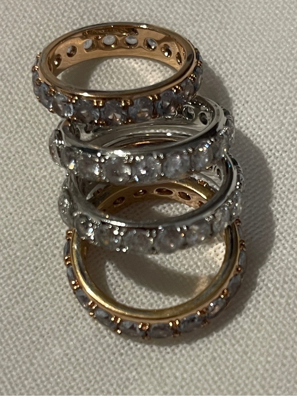 henri bendel Silver Crystal Stacked Band Ring